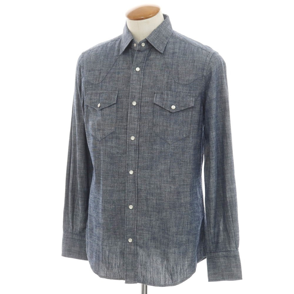 [New Outlet] Glanshirt Cotton Western Shirt Navy [39] [Condition Rank N-] [Men&