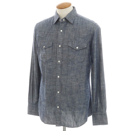 [New Outlet] Glanshirt Cotton Western Shirt Navy [39] [Condition Rank N-] [Men&