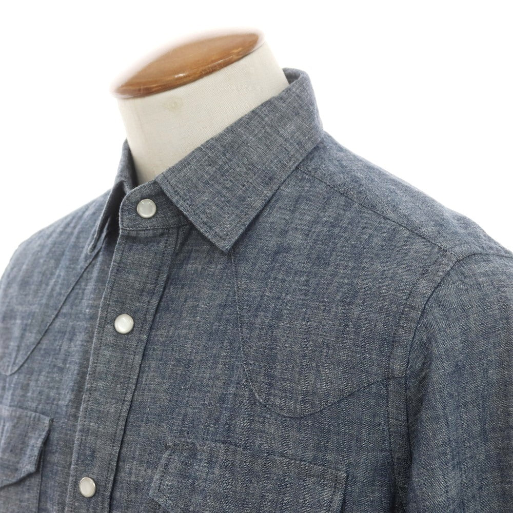 [New Outlet] Glanshirt Cotton Western Shirt Navy [39] [Condition Rank N-] [Men&