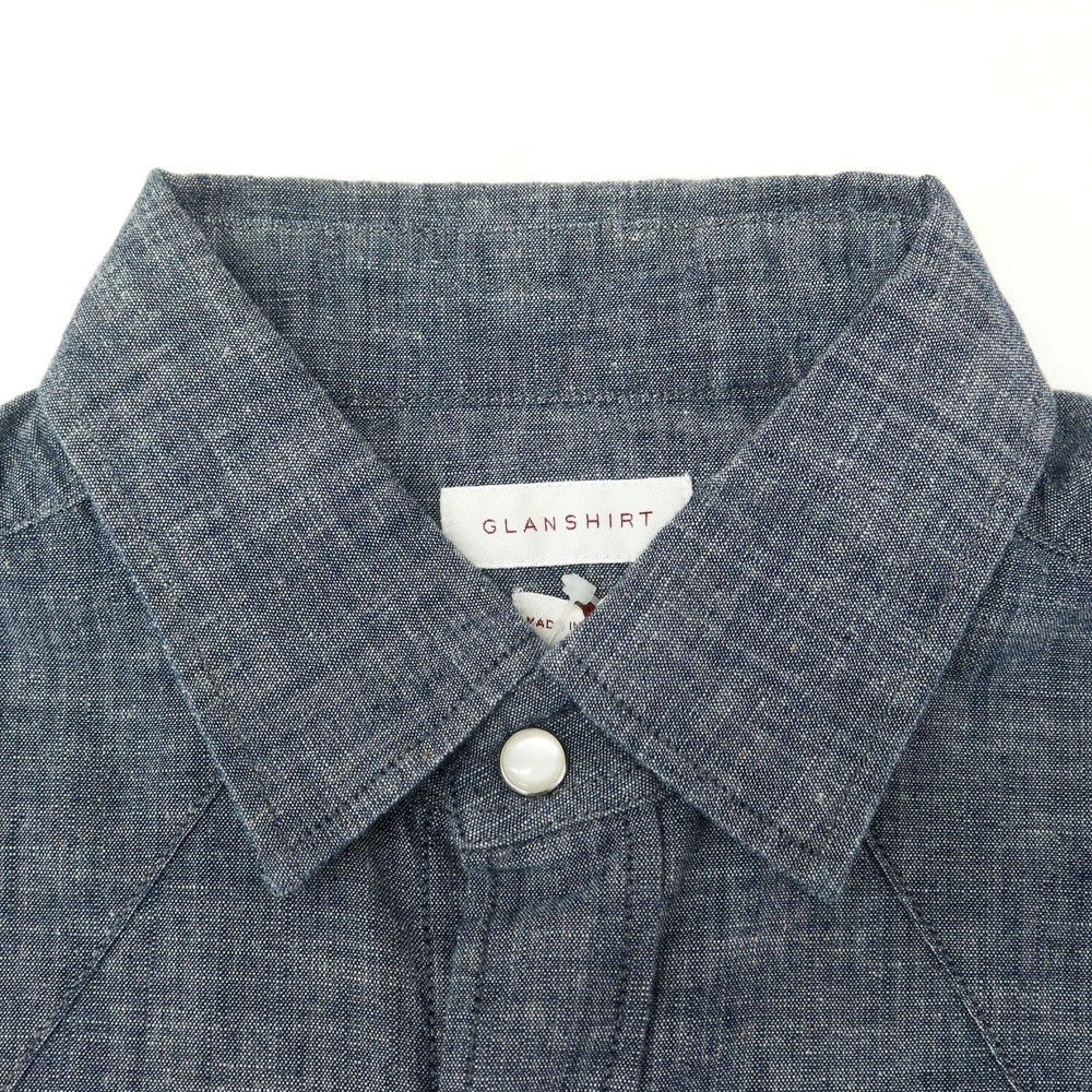 [New Outlet] Glanshirt Cotton Western Shirt Navy [39] [Condition Rank N-] [Men&