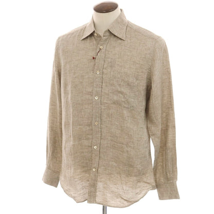 [New] Glanshirt Linen Regular Collar Casual Shirt Dark Beige [41] [Condition Rank N] [Men&