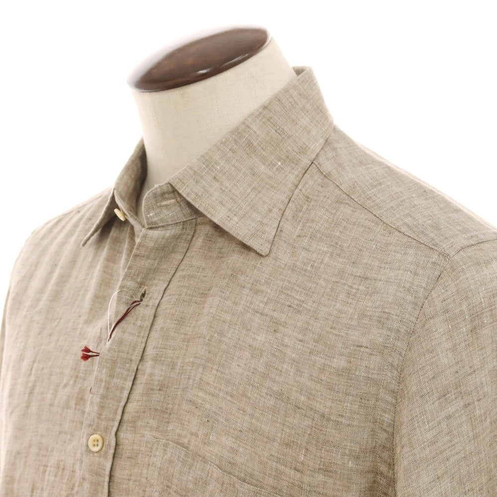 [New] Glanshirt Linen Regular Collar Casual Shirt Dark Beige [41] [Condition Rank N] [Men&