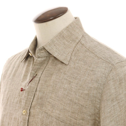 [New] Glanshirt Linen Regular Collar Casual Shirt Dark Beige [41] [Condition Rank N] [Men&