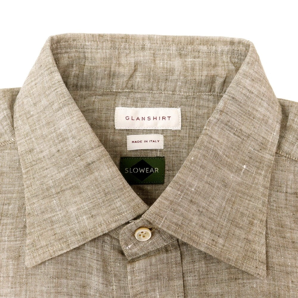 [New] Glanshirt Linen Regular Collar Casual Shirt Dark Beige [41] [Condition Rank N] [Men&