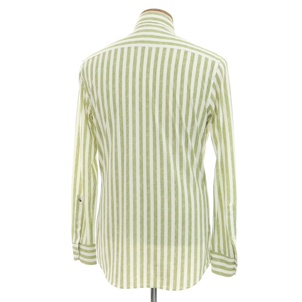 【新品】グランシャツ Glanshirt ストレッチ ナイロン カジュアルシャツ グリーンxホワイト【サイズ39】【 状態ランクN 】【 メンズ 】[EPD]