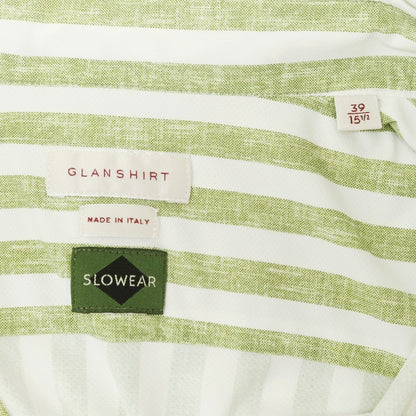 [New] Glanshirt Stretch Nylon Casual Shirt Green x White [39] [Condition Rank N] [Men&