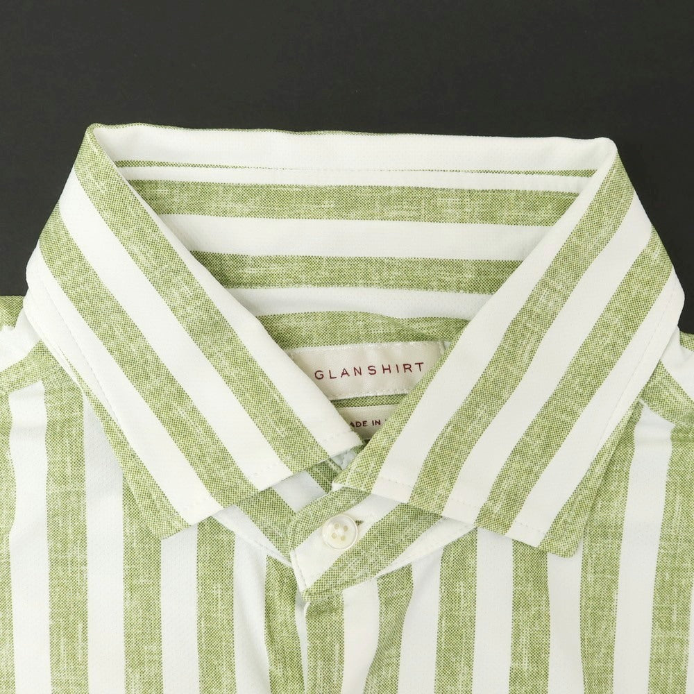 【新品】グランシャツ Glanshirt ストレッチ ナイロン カジュアルシャツ グリーンxホワイト【サイズ39】【 状態ランクN 】【 メンズ 】[EPD]