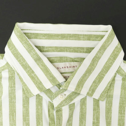 [New] Glanshirt Stretch Nylon Casual Shirt Green x White [39] [Condition Rank N] [Men&