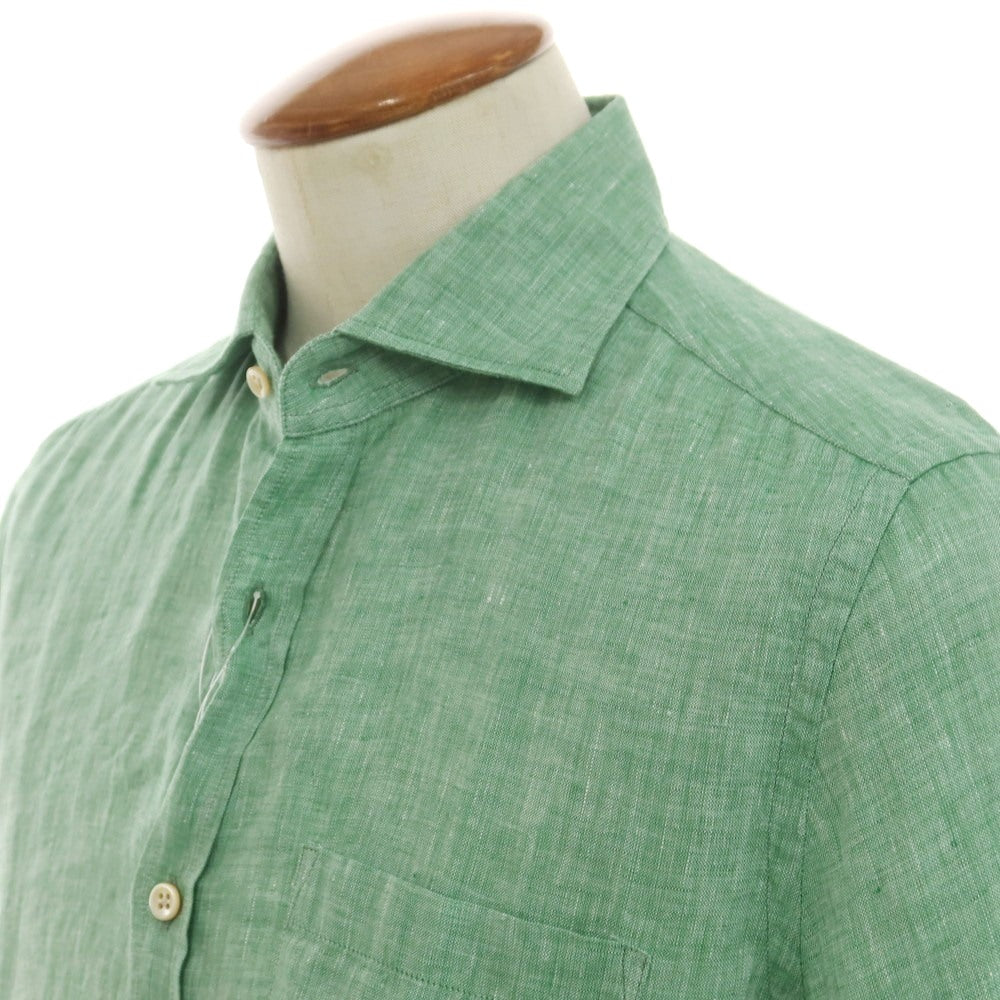 [New] Glanshirt Linen Wide Collar Short Sleeve Shirt Green [39] [Condition Rank N] [Men&