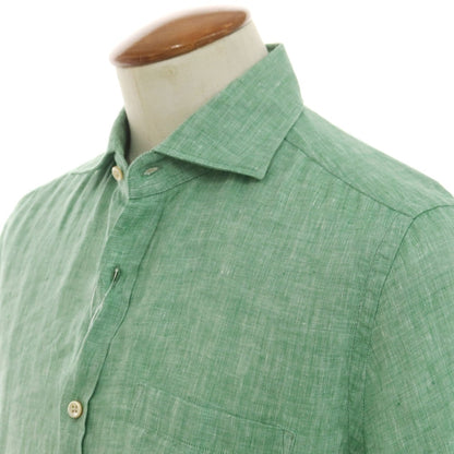 [New] Glanshirt Linen Wide Collar Short Sleeve Shirt Green [39] [Condition Rank N] [Men&