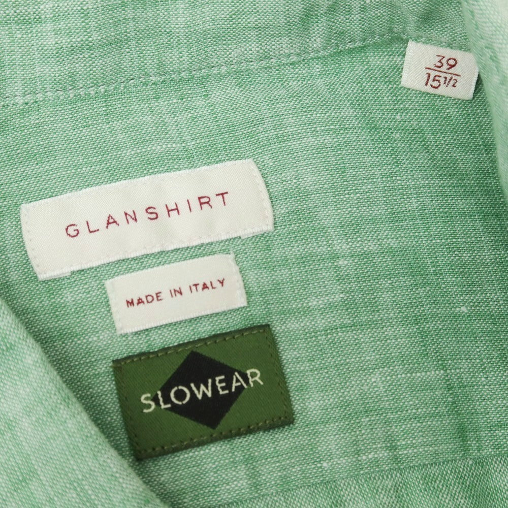 [New] Glanshirt Linen Wide Collar Short Sleeve Shirt Green [39] [Condition Rank N] [Men&