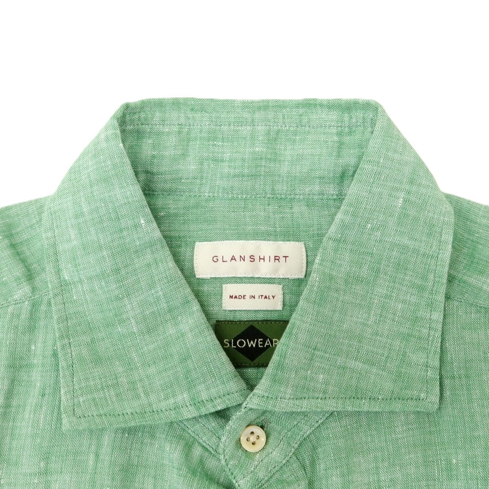 [New] Glanshirt Linen Wide Collar Short Sleeve Shirt Green [39] [Condition Rank N] [Men&