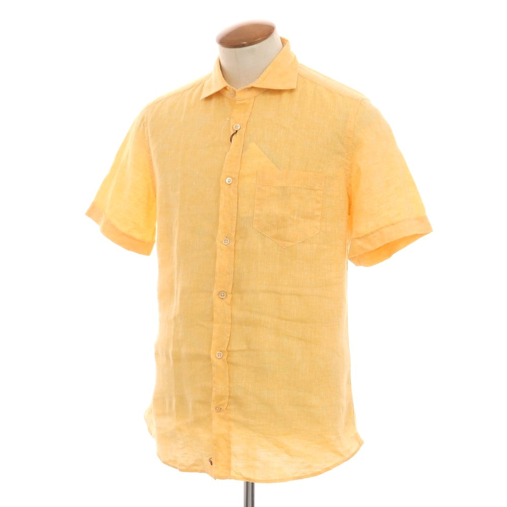 【新品】グランシャツ Glanshirt リネン ワイドカラー 半袖シャツ オレンジ【サイズ39】【 状態ランクN 】【 メンズ 】[EPD]