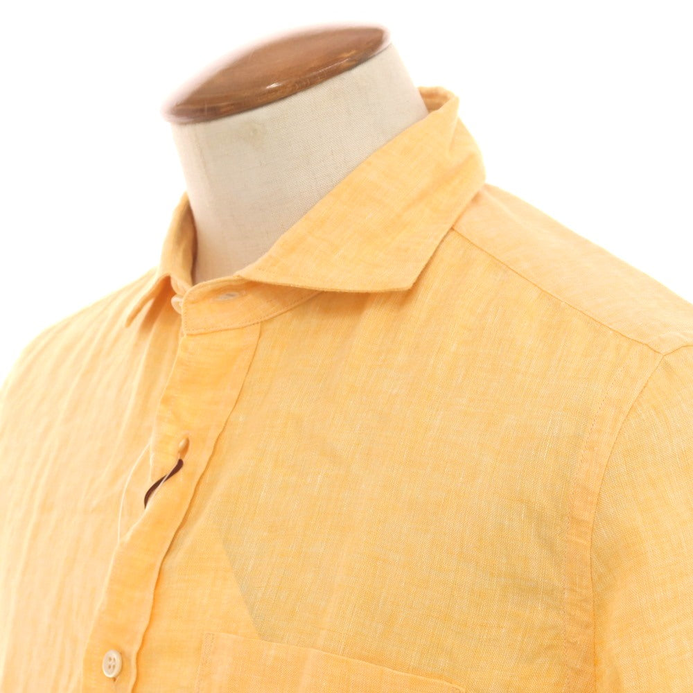 【新品】グランシャツ Glanshirt リネン ワイドカラー 半袖シャツ オレンジ【サイズ39】【 状態ランクN 】【 メンズ 】[EPD]