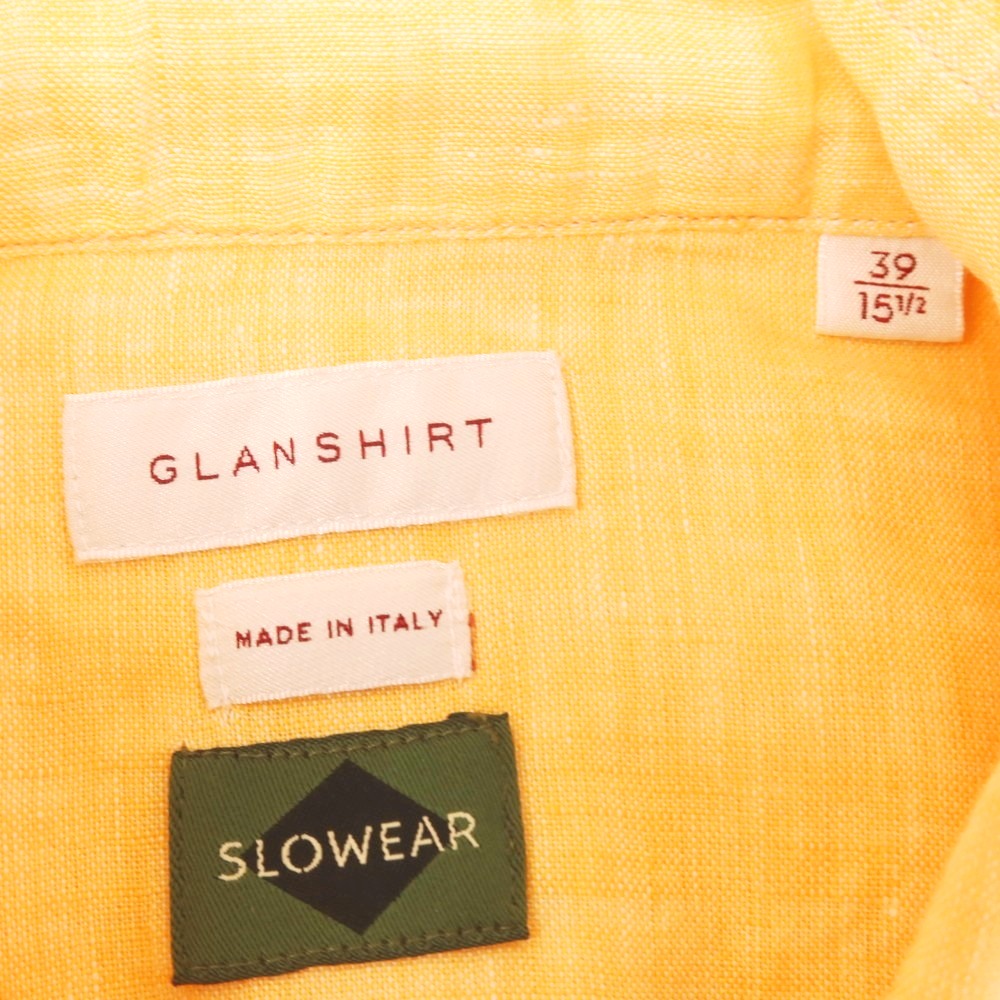 【新品】グランシャツ Glanshirt リネン ワイドカラー 半袖シャツ オレンジ【サイズ39】【 状態ランクN 】【 メンズ 】[EPD]