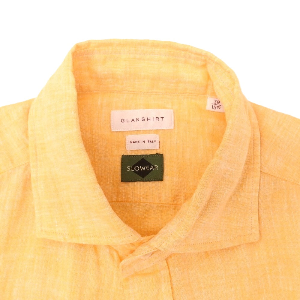 【新品】グランシャツ Glanshirt リネン ワイドカラー 半袖シャツ オレンジ【サイズ39】【 状態ランクN 】【 メンズ 】[EPD]