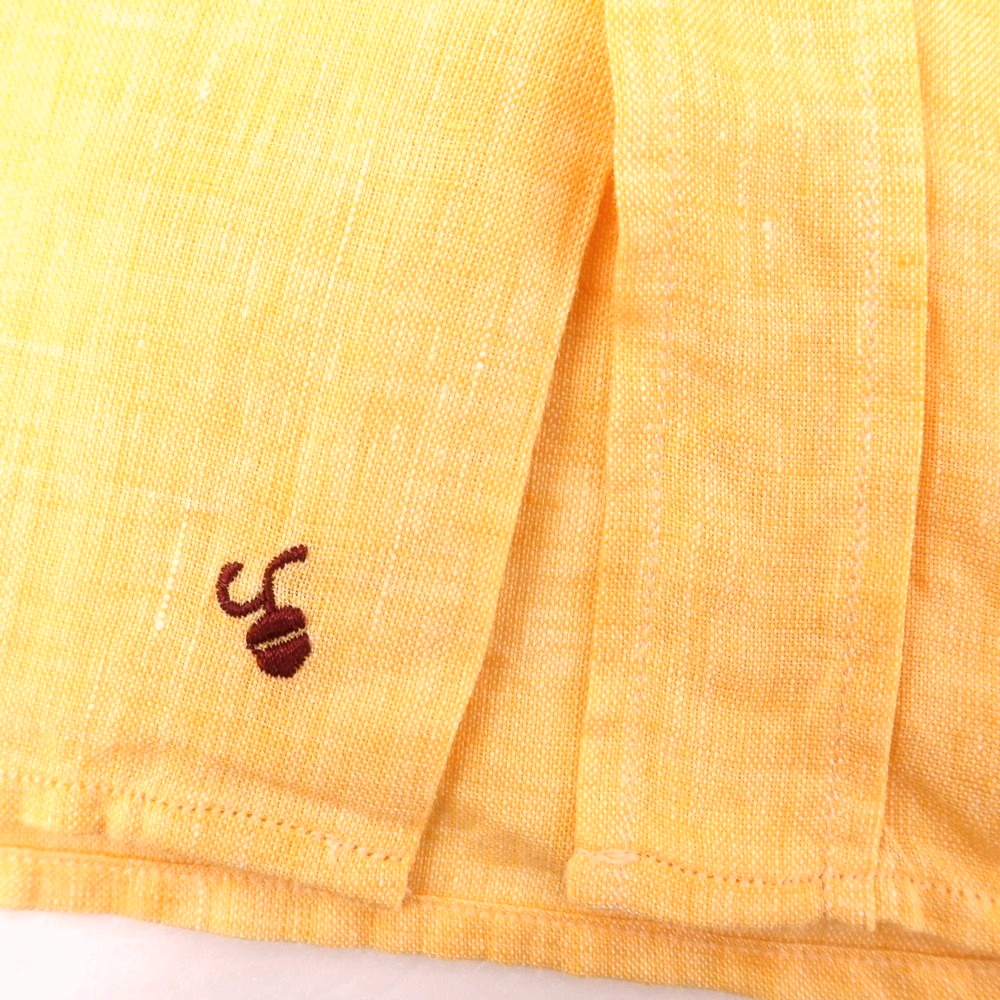 【新品】グランシャツ Glanshirt リネン ワイドカラー 半袖シャツ オレンジ【サイズ39】【 状態ランクN 】【 メンズ 】[EPD]