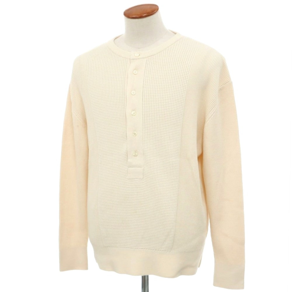 [Used] [Unused] V::loom Mid-gauge cotton Henley neck pullover knit Ivory [L (Paper tag) ][ Condition rank S ][ Men&