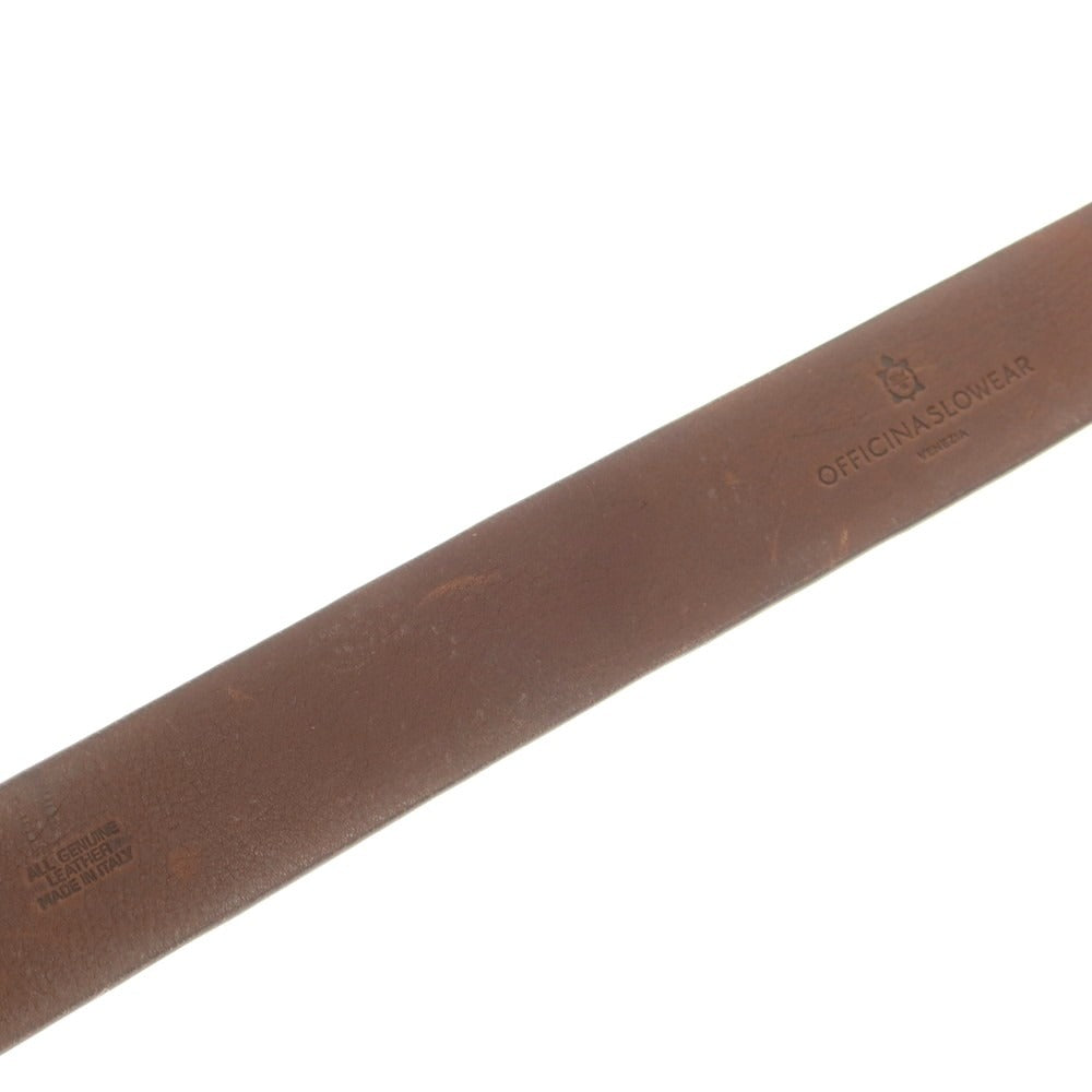 【新品】オフィチーナスローウェア OFFICINA SLOWEAR バケッタレザー ベルト ブラウン【 40/100 】【 状態ランクN 】【 メンズ 】[EPD]