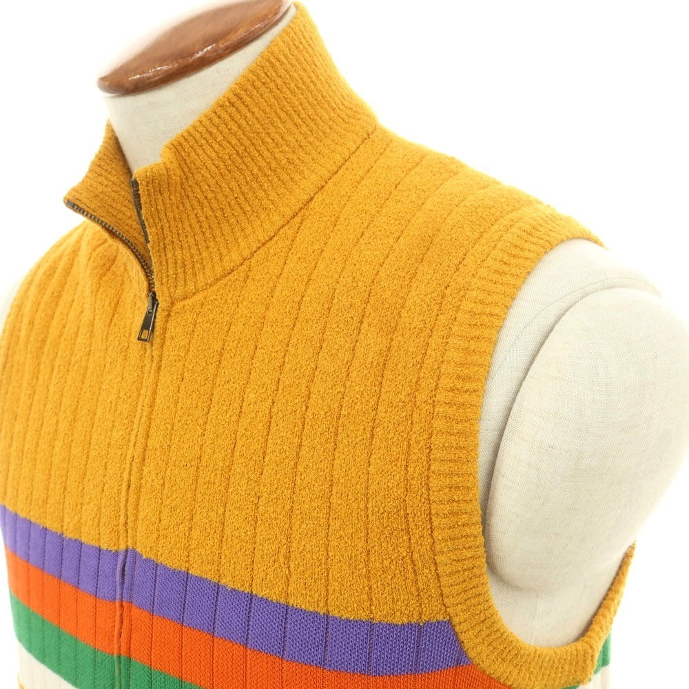 【新品】ガリア GALLIA コットンナイロン ダブルジップ ニットベスト オレンジ系xマルチカラー【 46 】【 状態ランクN 】【 メンズ 】
