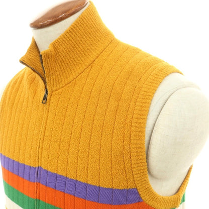 【新品】ガリア GALLIA コットンナイロン ダブルジップ ニットベスト オレンジ系xマルチカラー【 46 】【 状態ランクN 】【 メンズ 】
