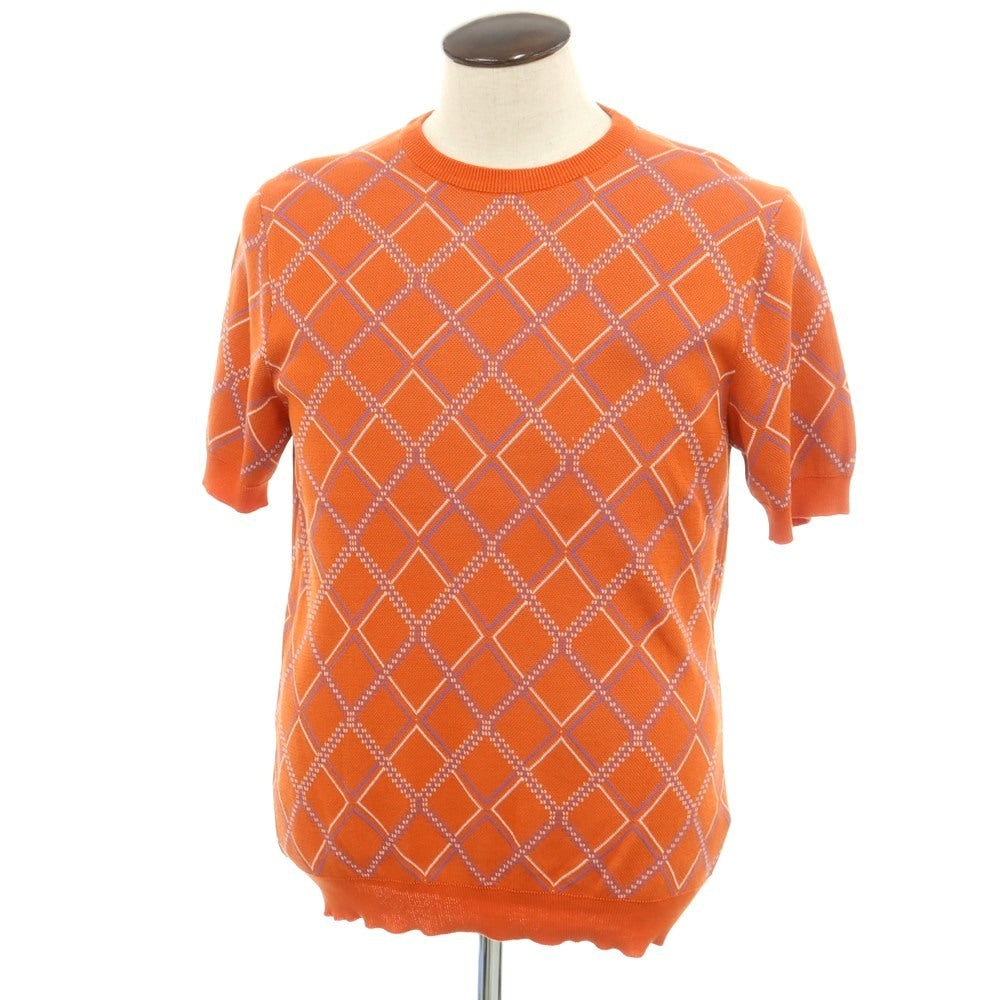 [New] GALLIA Cotton Crew Neck Short Sleeve Pullover Knit Orange x Purple [50] [Condition Rank N] [Men&