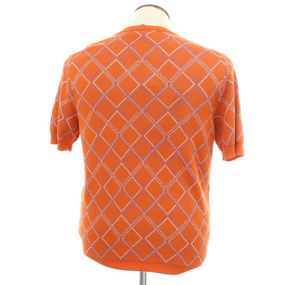 [New] GALLIA Cotton Crew Neck Short Sleeve Pullover Knit Orange x Purple [50] [Condition Rank N] [Men&
