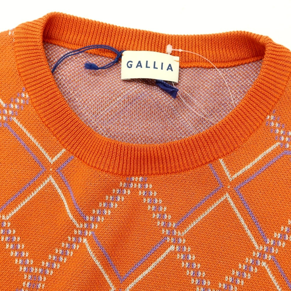 【新品】ガリア GALLIA コットン クルーネック 半袖 プルオーバーニット オレンジxパープル【サイズ50】【 状態ランクN 】【 メンズ 】[DPD]