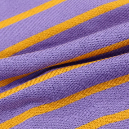 [New] GALLIA High Gauge Cotton Border Crew Neck Short Sleeve Pullover Knit Purple x Orange [46] [Condition Rank N] [Men&