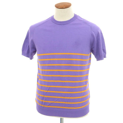 [New Outlet] GALLIA High Gauge Cotton Border Crew Neck Short Sleeve Pullover Knit Purple x Orange [48] [Condition Rank N-] [Men&