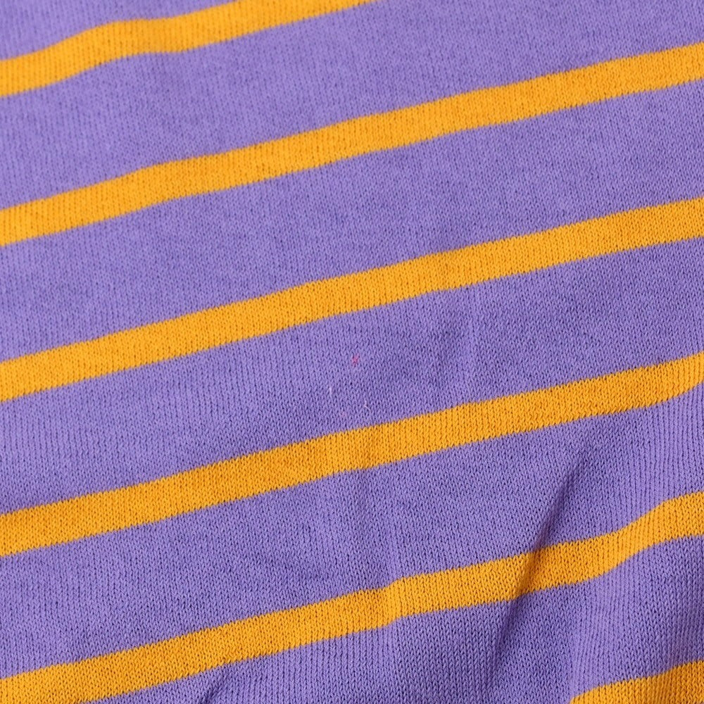 [New Outlet] GALLIA High Gauge Cotton Border Crew Neck Short Sleeve Pullover Knit Purple x Orange [48] [Condition Rank N-] [Men&