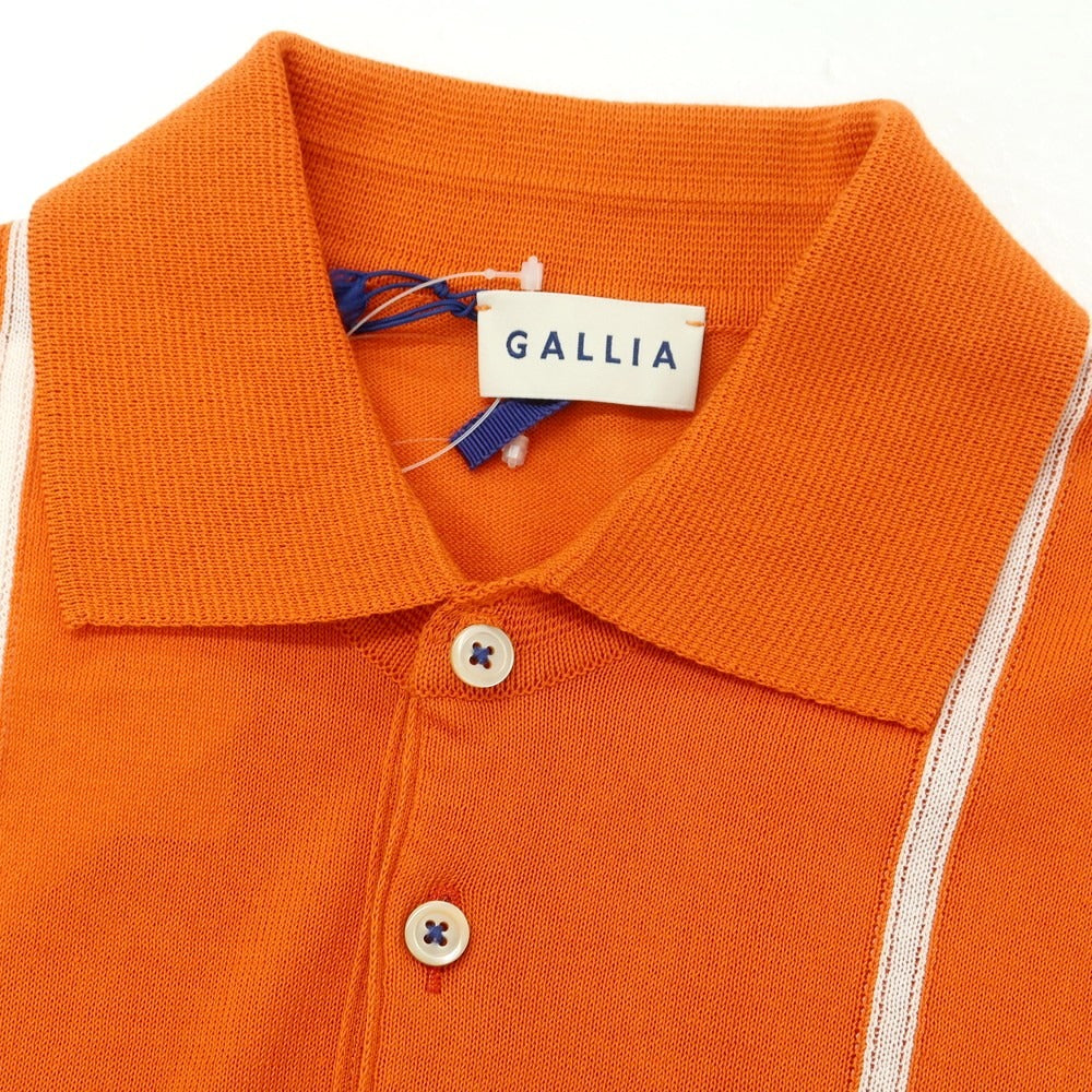 【新品】ガリア GALLIA ハイゲージ コットン 半袖 ポロニット オレンジxホワイト【サイズ50】【 状態ランクN 】【 メンズ 】[EPD]