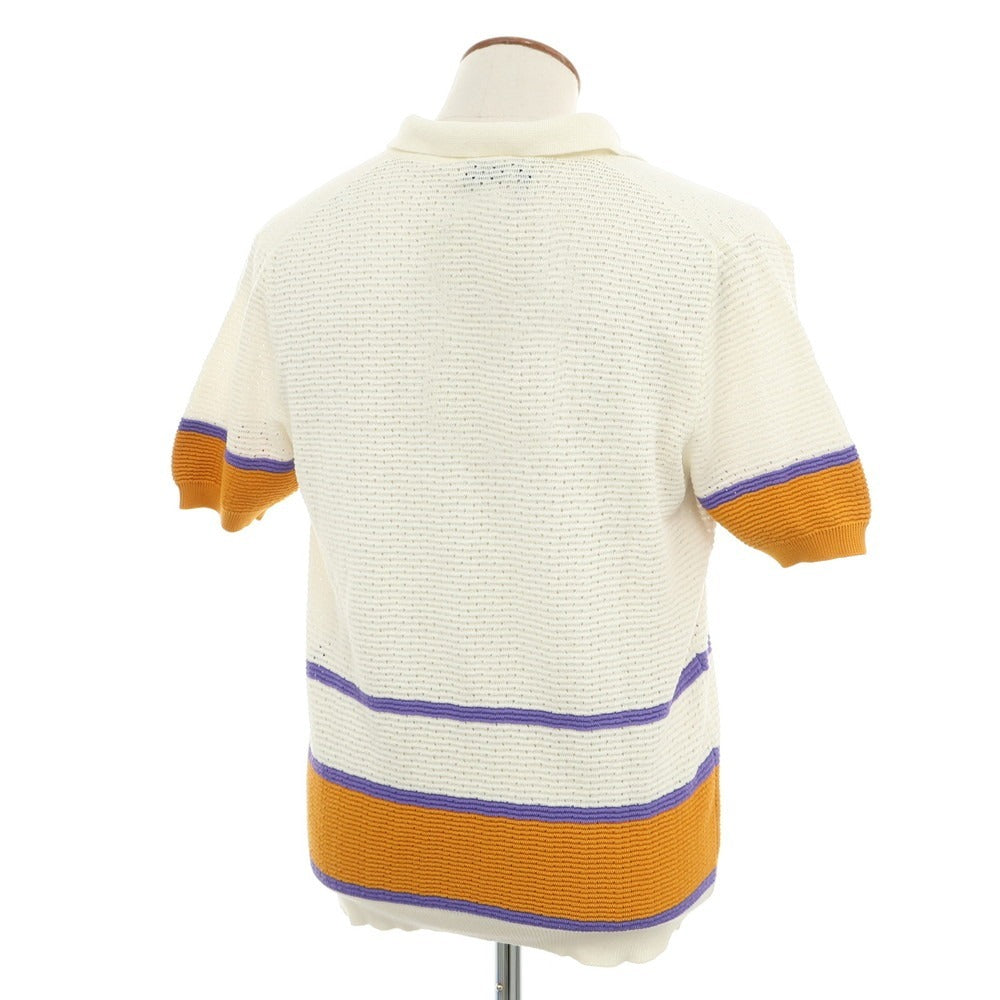 [New] GALLIA Linen Cotton Skipper Short Sleeve Polo Knit Ivory x Orange [46] [Condition Rank N] [Men&