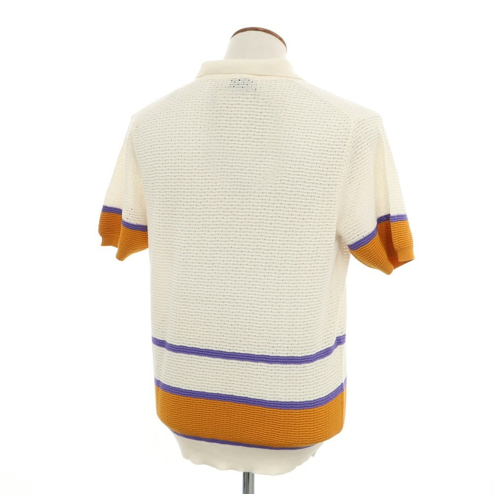 [New] GALLIA Linen Cotton Skipper Short Sleeve Polo Knit Ivory x Orange [48] [Condition Rank N] [Men&