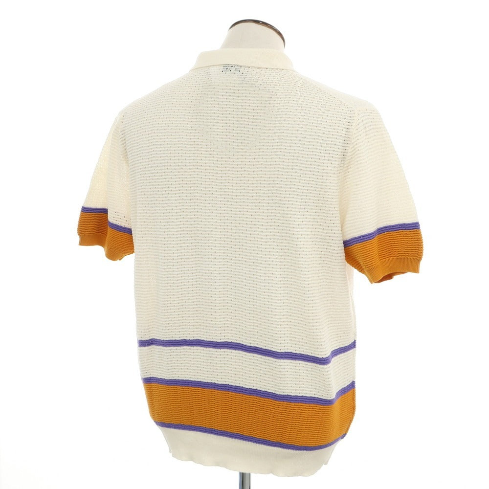 【新品】ガリア GALLIA リネンコットン スキッパー 半袖 ポロニット アイボリーxオレンジ【サイズ52】【 状態ランクN 】【 メンズ 】[EPD]