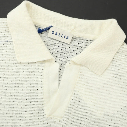 [New] GALLIA Linen Cotton Skipper Short Sleeve Polo Knit Ivory x Orange [52] [Condition Rank N] [Men&