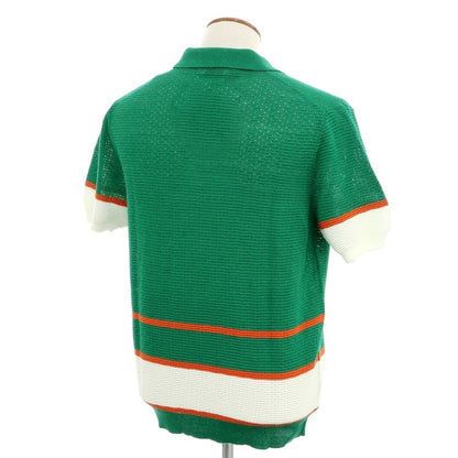 [New] GALLIA Linen Cotton Skipper Short Sleeve Polo Knit Green x White [48] [Condition Rank N] [Men&