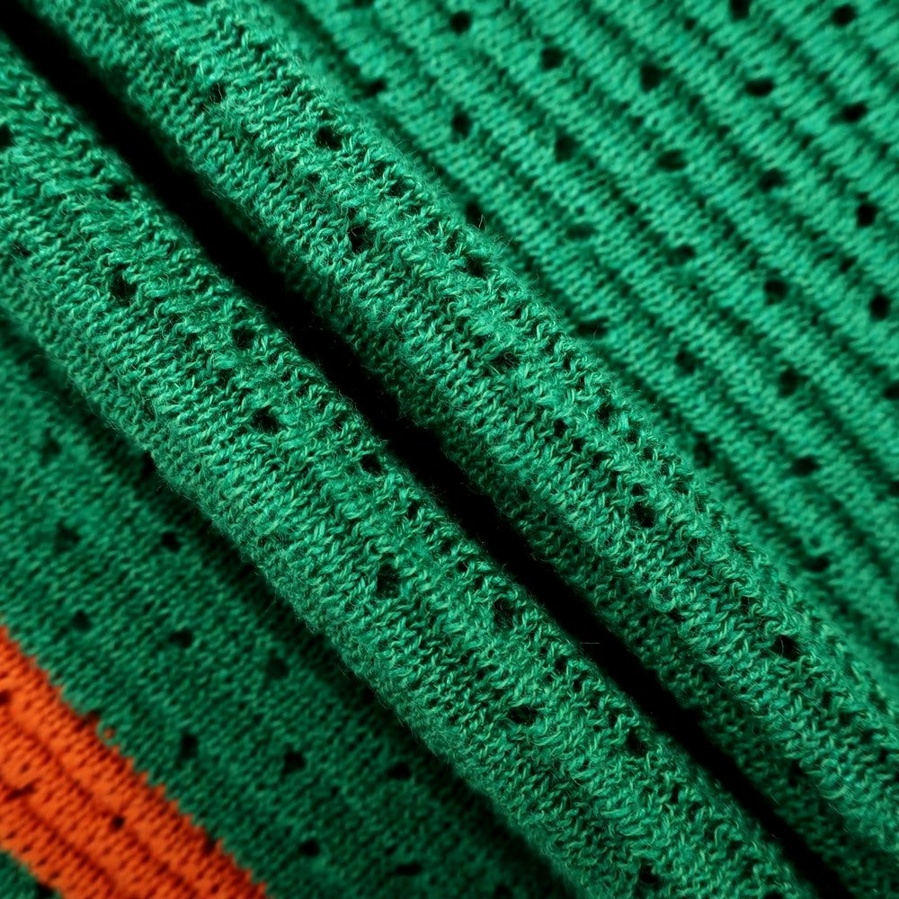 [New] GALLIA Linen Cotton Skipper Short Sleeve Polo Knit Green x White [48] [Condition Rank N] [Men&