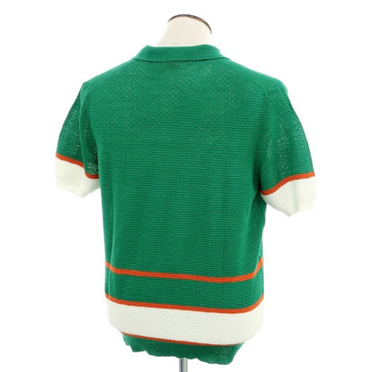 [New] GALLIA Linen Cotton Skipper Short Sleeve Polo Knit Green x White [50] [Condition Rank N] [Men&