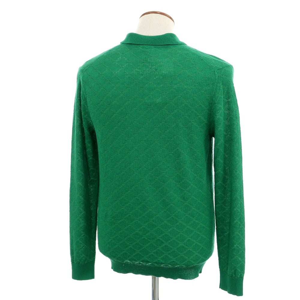 [New Outlet] GALLIA High Gauge Cotton Linen Knit Collared Cardigan Green [46] [Condition Rank N-] [Men&