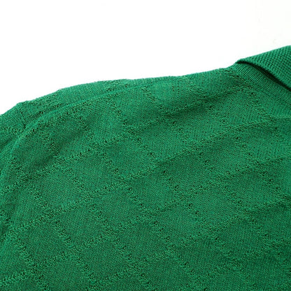[New Outlet] GALLIA High Gauge Cotton Linen Knit Collared Cardigan Green [46] [Condition Rank N-] [Men&
