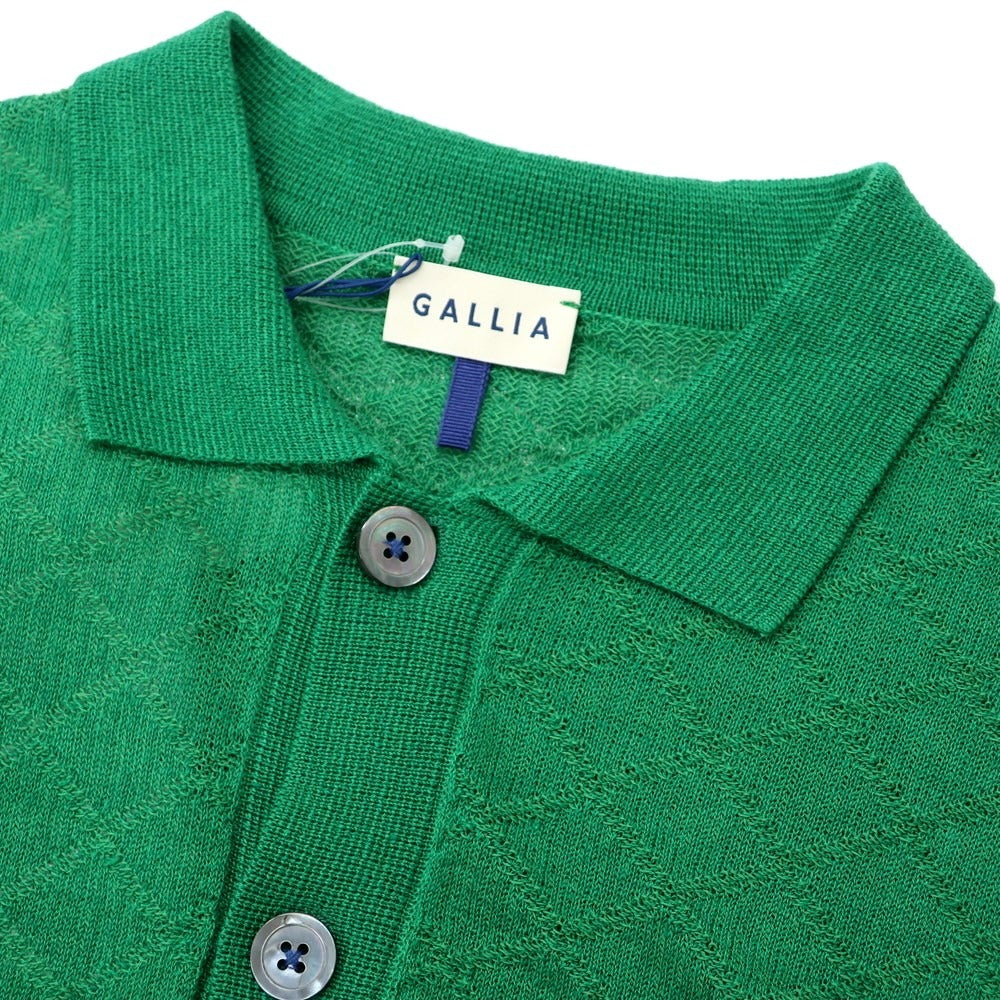 【新品】ガリア GALLIA ハイゲージ コットンリネン ニット 襟付き カーディガン グリーン【 50 】【 状態ランクN 】【 メンズ 】