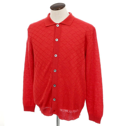 [New] GALLIA high gauge cotton linen knit collared cardigan red [50] [Condition rank N] [Men&