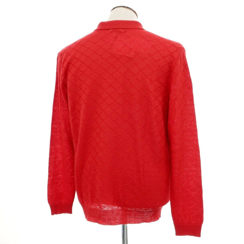 [New] GALLIA high gauge cotton linen knit collared cardigan red [50] [Condition rank N] [Men&