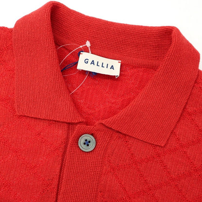 [New] GALLIA high gauge cotton linen knit collared cardigan red [50] [Condition rank N] [Men&