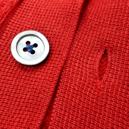 [New] GALLIA high gauge cotton linen knit collared cardigan red [50] [Condition rank N] [Men&