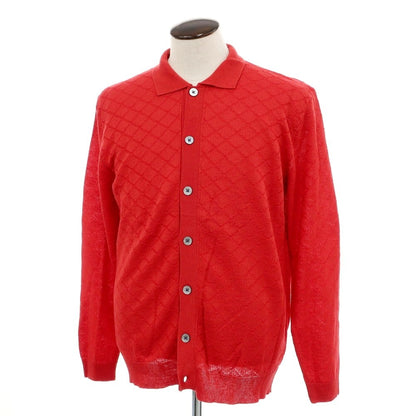 [New] GALLIA High Gauge Cotton Linen Knit Collared Cardigan Red [52] [Condition Rank N] [Men&