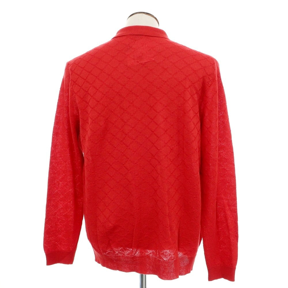 [New] GALLIA High Gauge Cotton Linen Knit Collared Cardigan Red [52] [Condition Rank N] [Men&