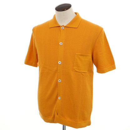 [New] GALLIA Cotton Knit Shirt-style Short Sleeve Cardigan Orange [50] [Condition Rank N] [Men&