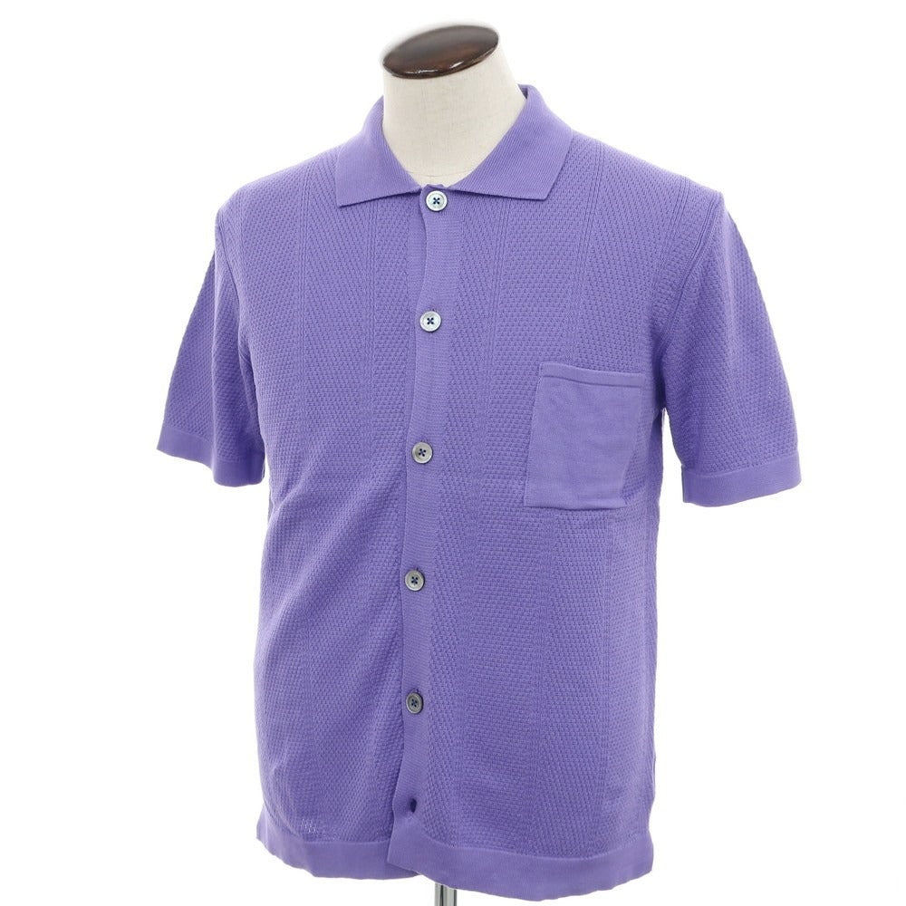 [New] GALLIA Cotton Knit Shirt-style Short Sleeve Cardigan Purple [50] [Condition Rank N] [Men&